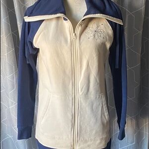 NWOT-BURTON-BLUE & CREAM COLORED FLEECE JACKET